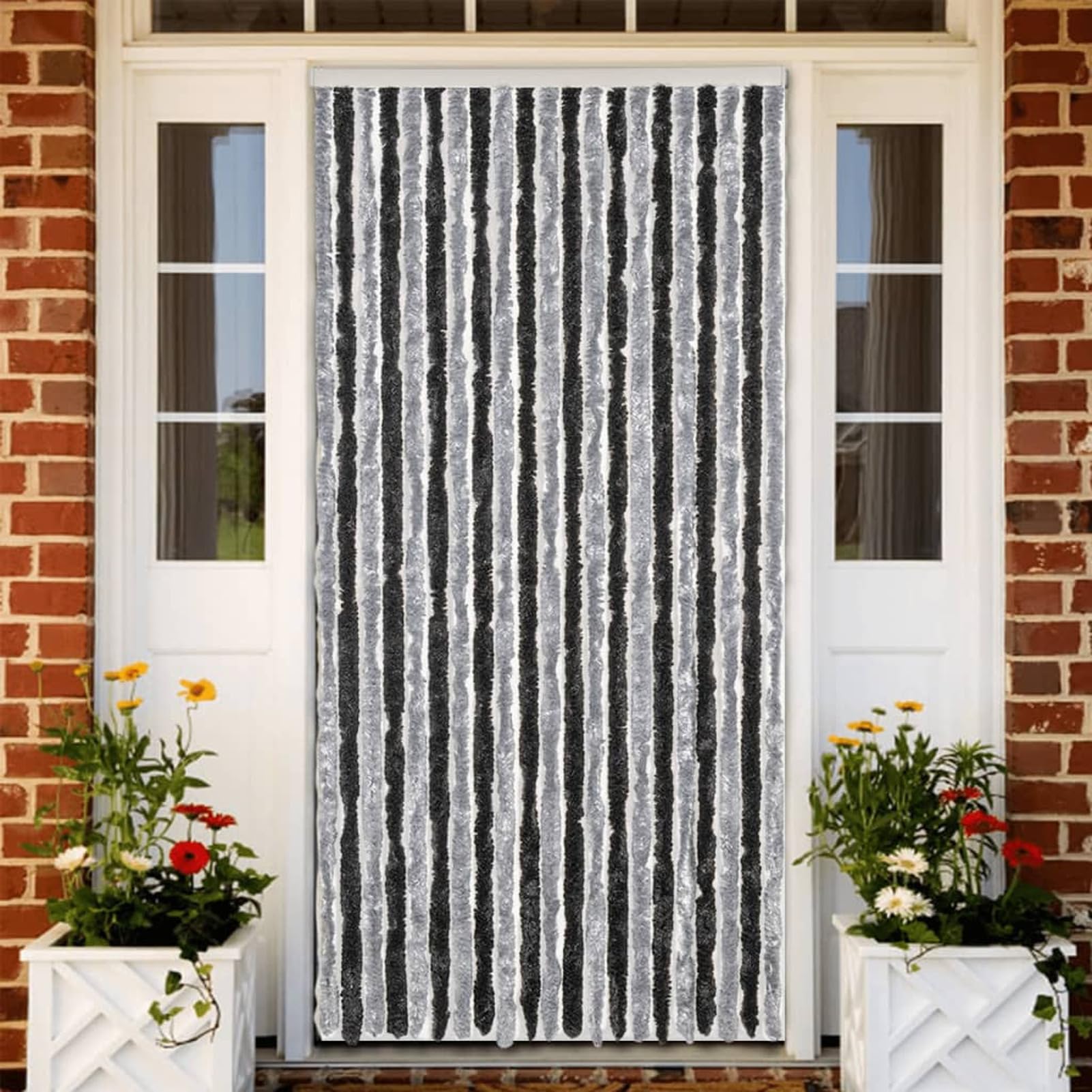 ZEYUAN Tenda Antimosche Grigia e Nera 90x200 cm in Ciniglia,Tenda Antimosche per Finestre e Porte Leggera Resistente all'Acqua Silenziosa Zanzariera Antiisetti-377327