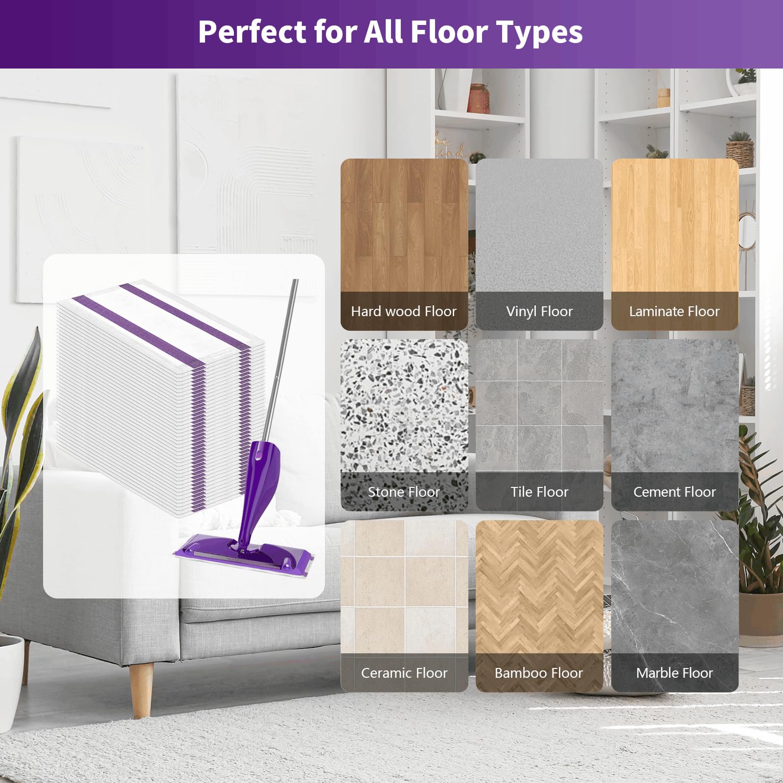 55 almohadillas de chorro húmedo para mopa Swiffer Wet Jet, almohadillas desechables para suelos multisuperficie, limpiador de suelos de madera dura de chorro húmedo grueso y súper absorbente para