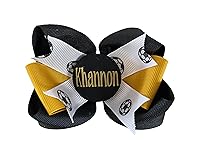 Vista 6 de Softball Glitter Hair Name Bow - Black and Gold, Match Team and School Spirit Wear