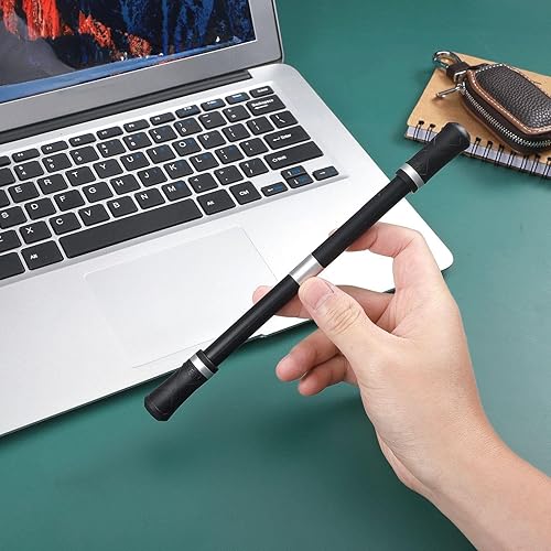 Miniatura 5 de Outus 2 bolígrafos giratorios con dedo, con peso y ansiedad, bolígrafo giratorio fresco para adultos, suministros de oficina, color plateado y negro