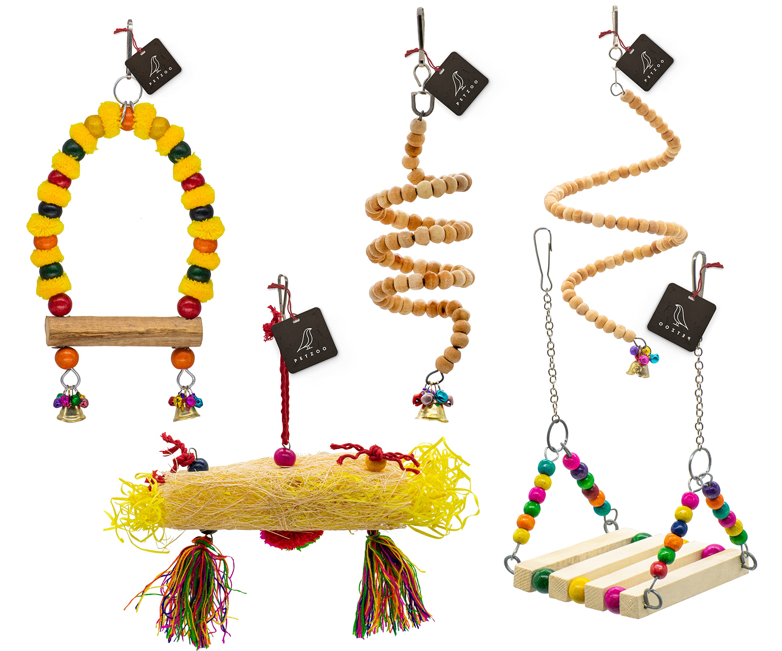 PETZOO Bundle of 5 Birds Toys Paper Shredded Foraging Chew, Swing, Perch & Spiral Hangings (B0BHJ5KQJX) Amazon Price History, Amazon Price Tracker