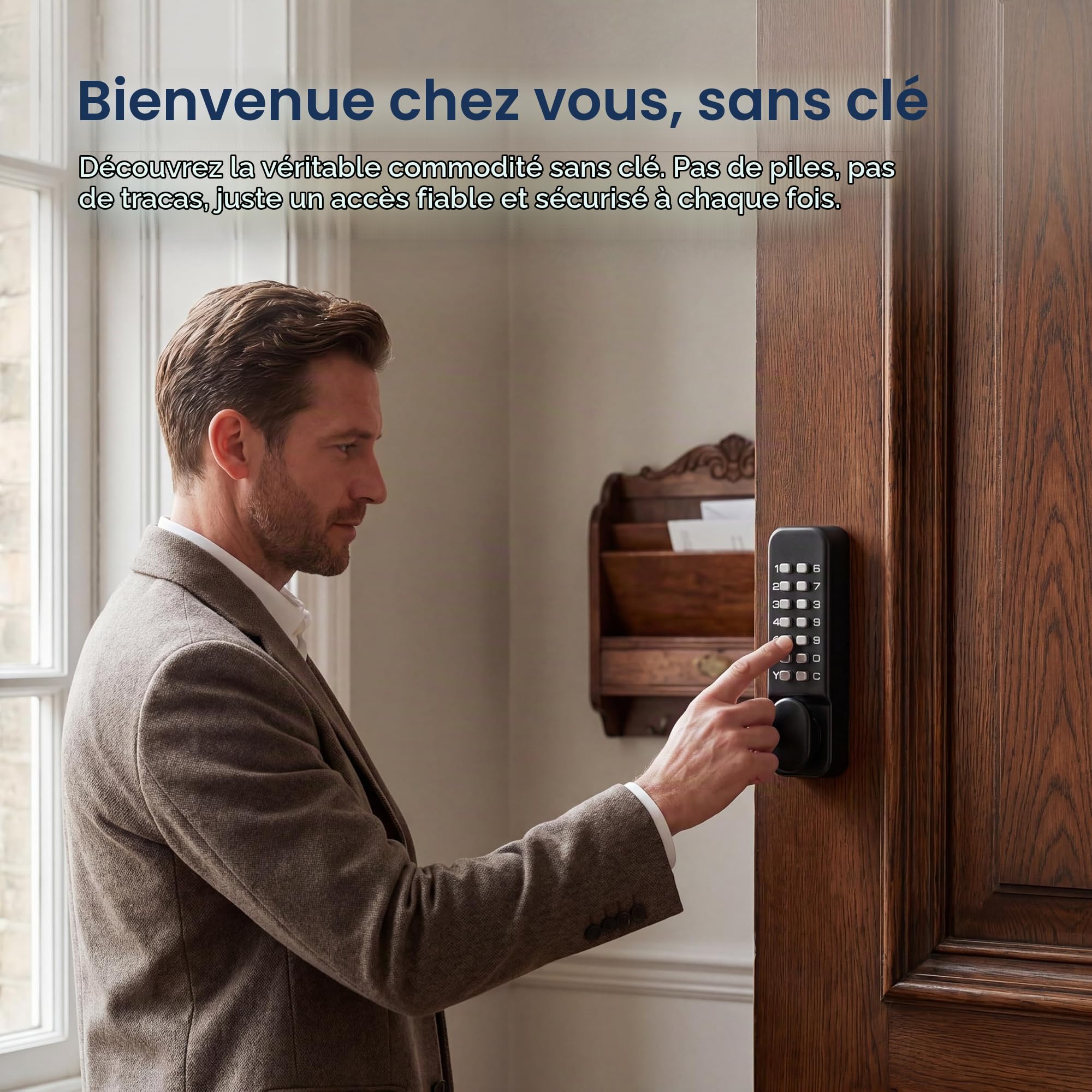 Serrure de Porte Mécanique sans Clé, Serrure Porte à Combinaison Mécanique, Serratura con Codice Digitale à 12 Touches, Extérieur avec Poignée avec Code, Étanche, pour Maison, Clôture Extérieure