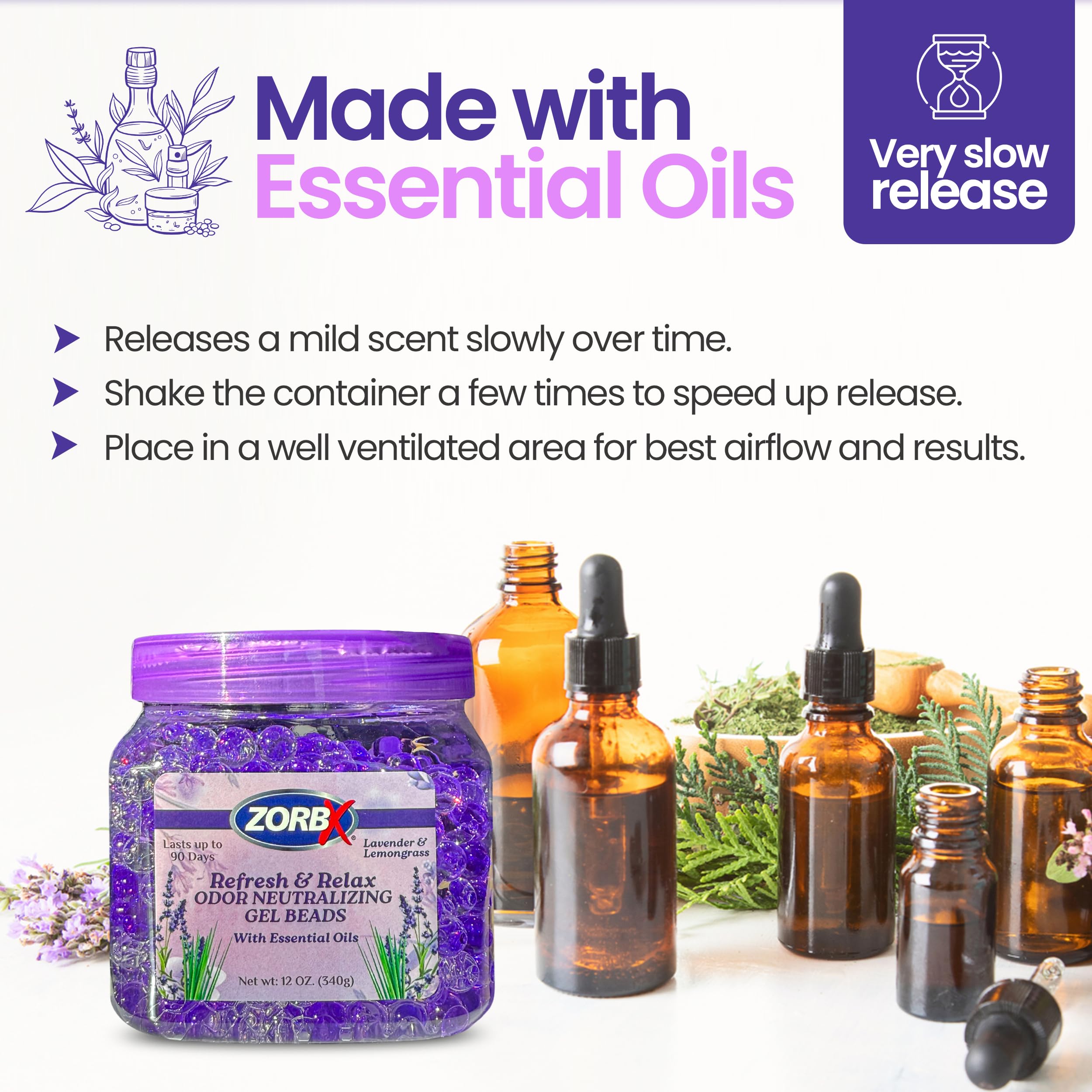 Amazon.com: ZORBX Refresh & Relax Odor Neutralizing Gel Beads 12