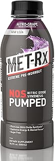 MET-Rx NOS Pumped, Nitro Grape, 16.9 oz. (12 Count), Pre-Workout Ready to Drink (RTD) Sugar Free Energy Supplement with Caffeine, and Amino Acids for High Intensity Workouts - coolthings.us