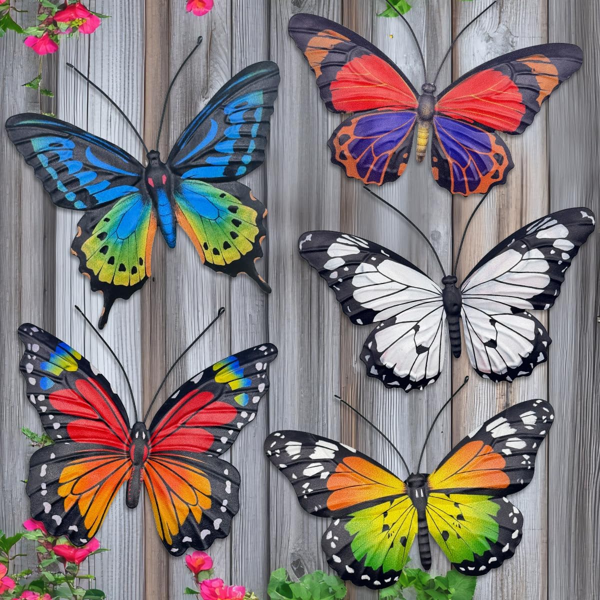 Decoración de pared de mariposas metálicas EOORAU - 5 piezas