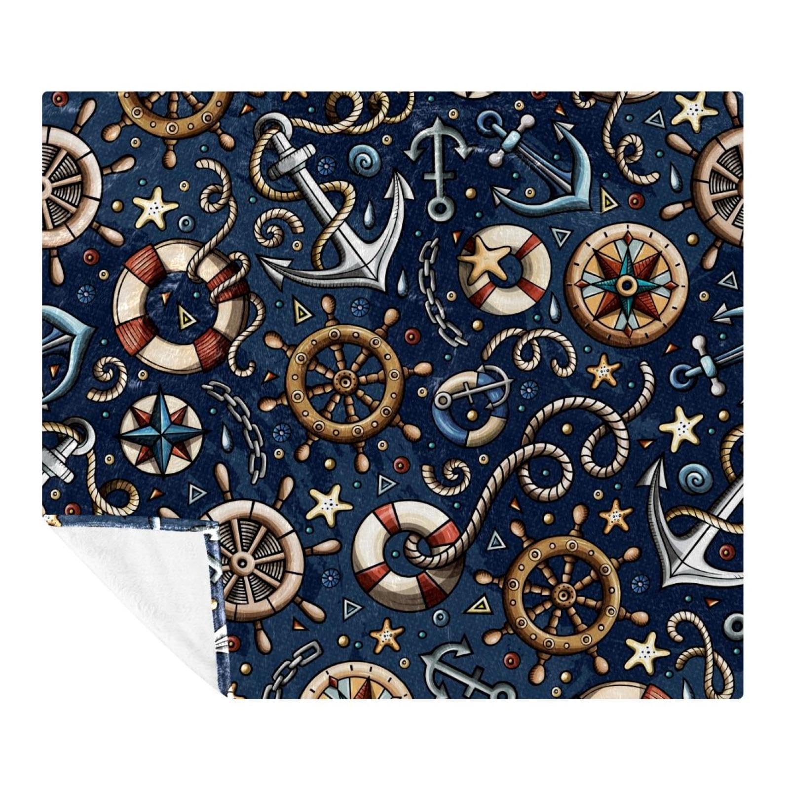 Couverture polaire microfibre nautique 150x130 cm pour adultes et enfants