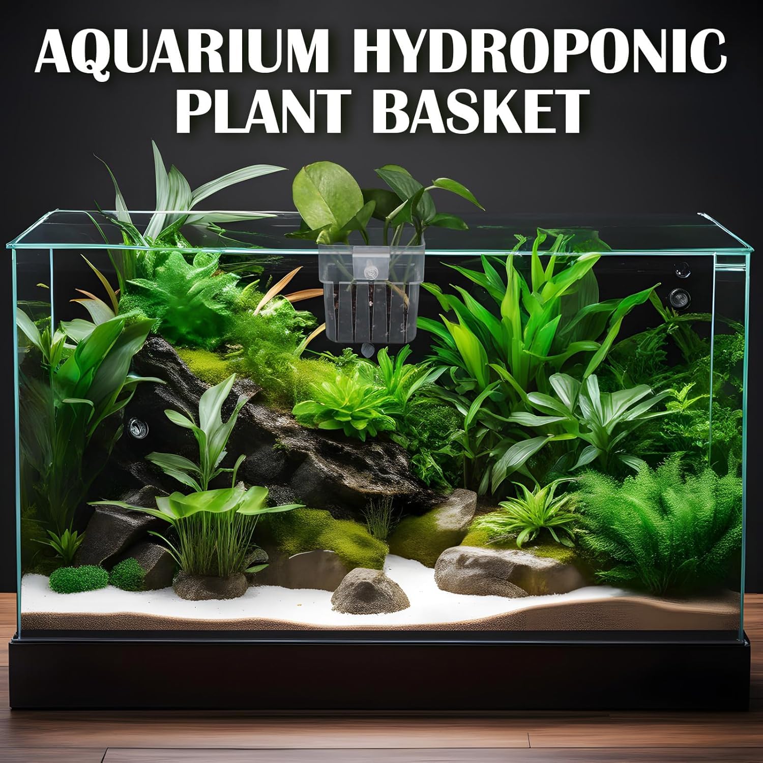 12 Pack Top Hanging Fish Tank Plant Pot Clear Aquarium Plant Holder with Hook Aquatic Plant Cup Holder Aquarium Aquatic P-lant Pot Water Landscape Decoration for P-lant Water Feature Decoration