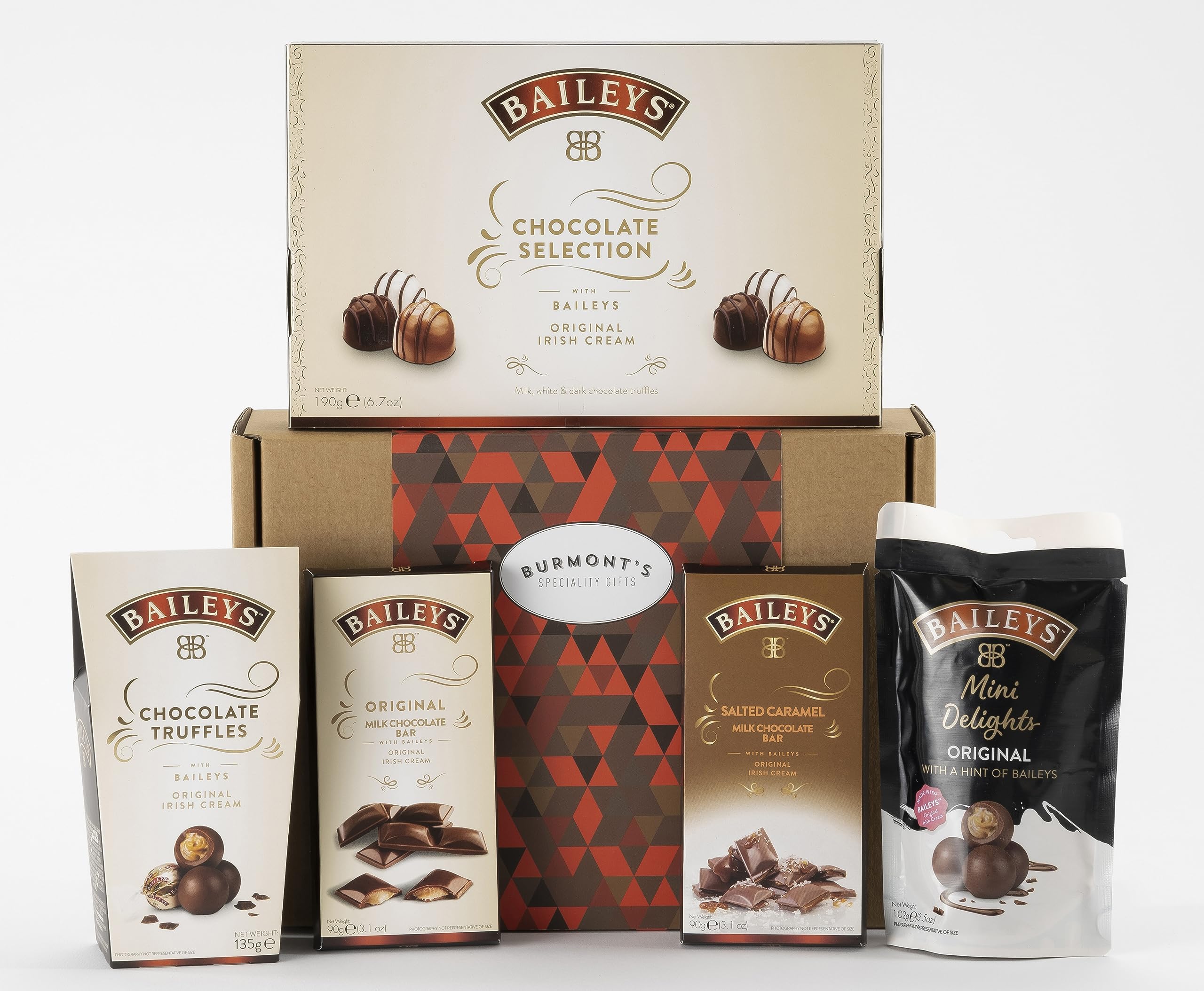 The Ultimate Baileys Irish Cream & Chocolate Hamper - Includes Chocolate Selection Box, Truffles, Mini Delights, Salted Caramel & Truffle Chocolate - Exclusive to Burmont's