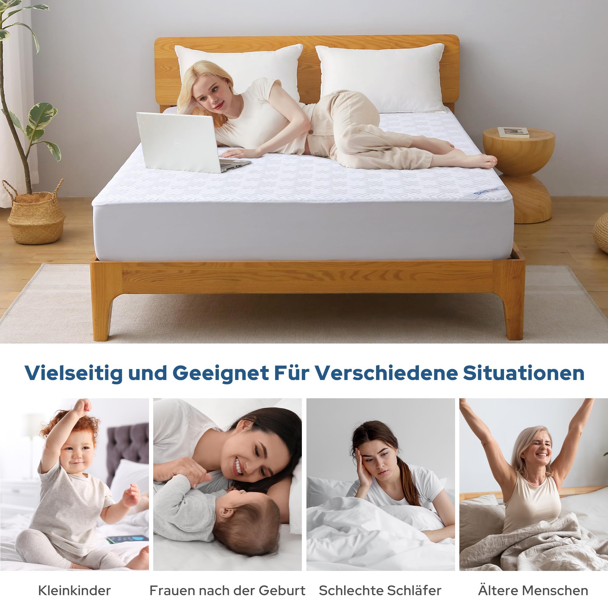 BEDLORE Protège Matelas 180x200 cm, Imperméable Housse Protection Matelas Bonnet 40 cm avec Élasticité Tout Autour, Protege-Matelas Certifié Oeko-TEX, Alèse Souple et Respirant Drap Housse (Blanc)