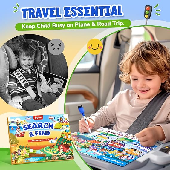 JoyCat Search and Find Activity Books, Preschool Learning Game Activities for Toddlers & Kids Ages 3-5, Travel Toys for Road Trip Car Airplane, Birthday Gifts for Girls and Boys 4-8