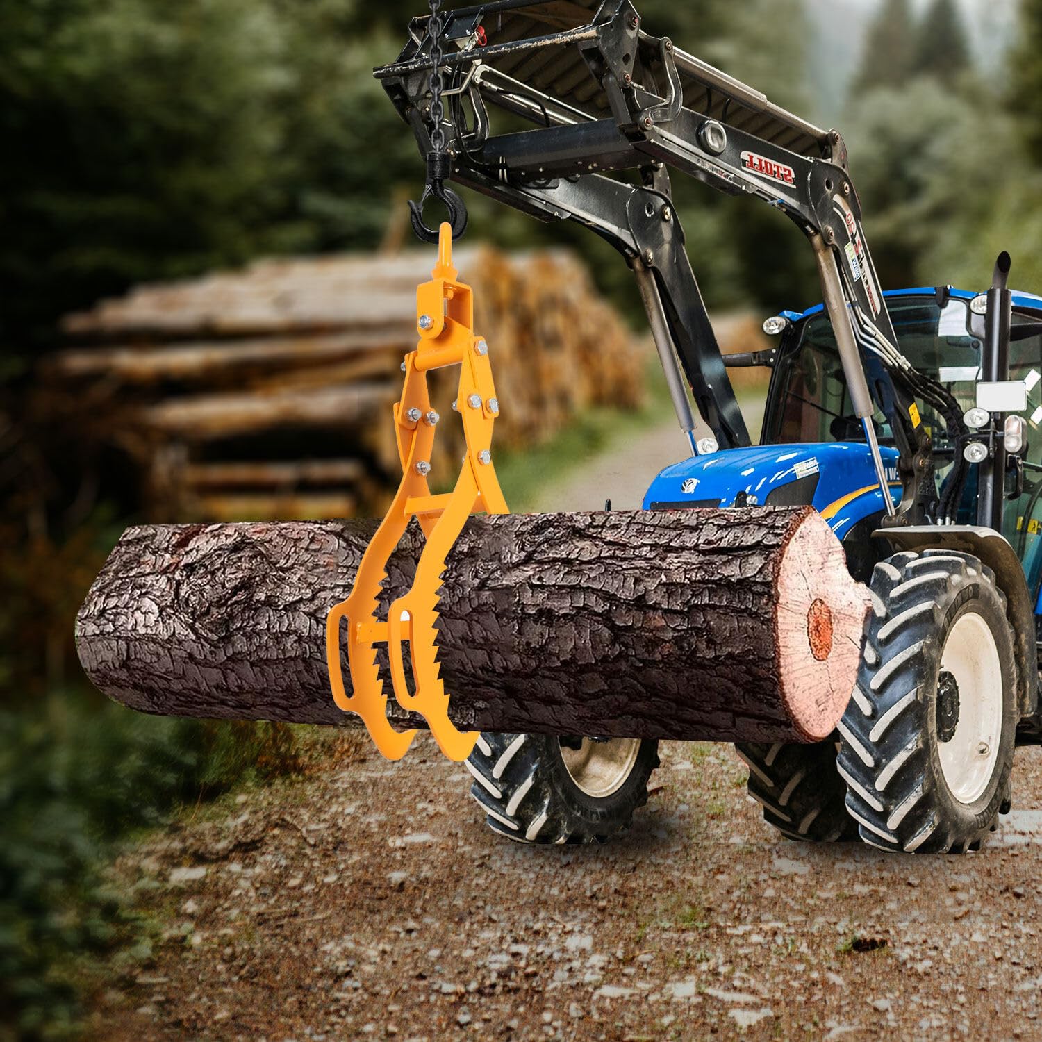 Pinza Forestal para Elevar Troncos de Hasta 720 mm, Gancho de Garra para Madera 4 Garras de Sujeción para Pinzas de Registro, Fuerza de Tracción 1500 kg/3300 lbs