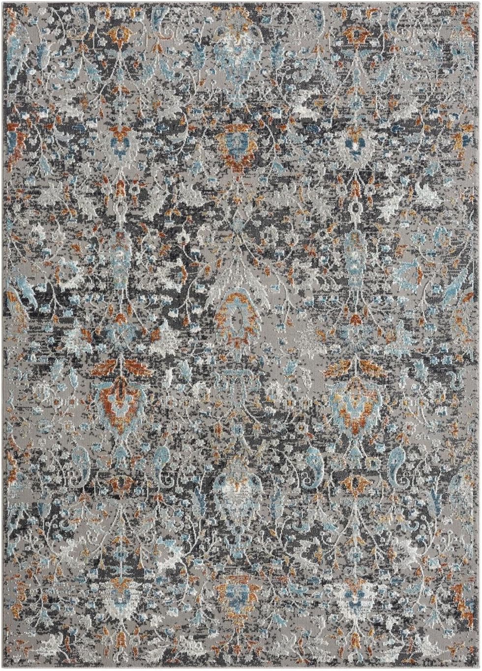 LUXE WEAVERS Vintage Floral Gray Area Rug 4x5 Area Rug