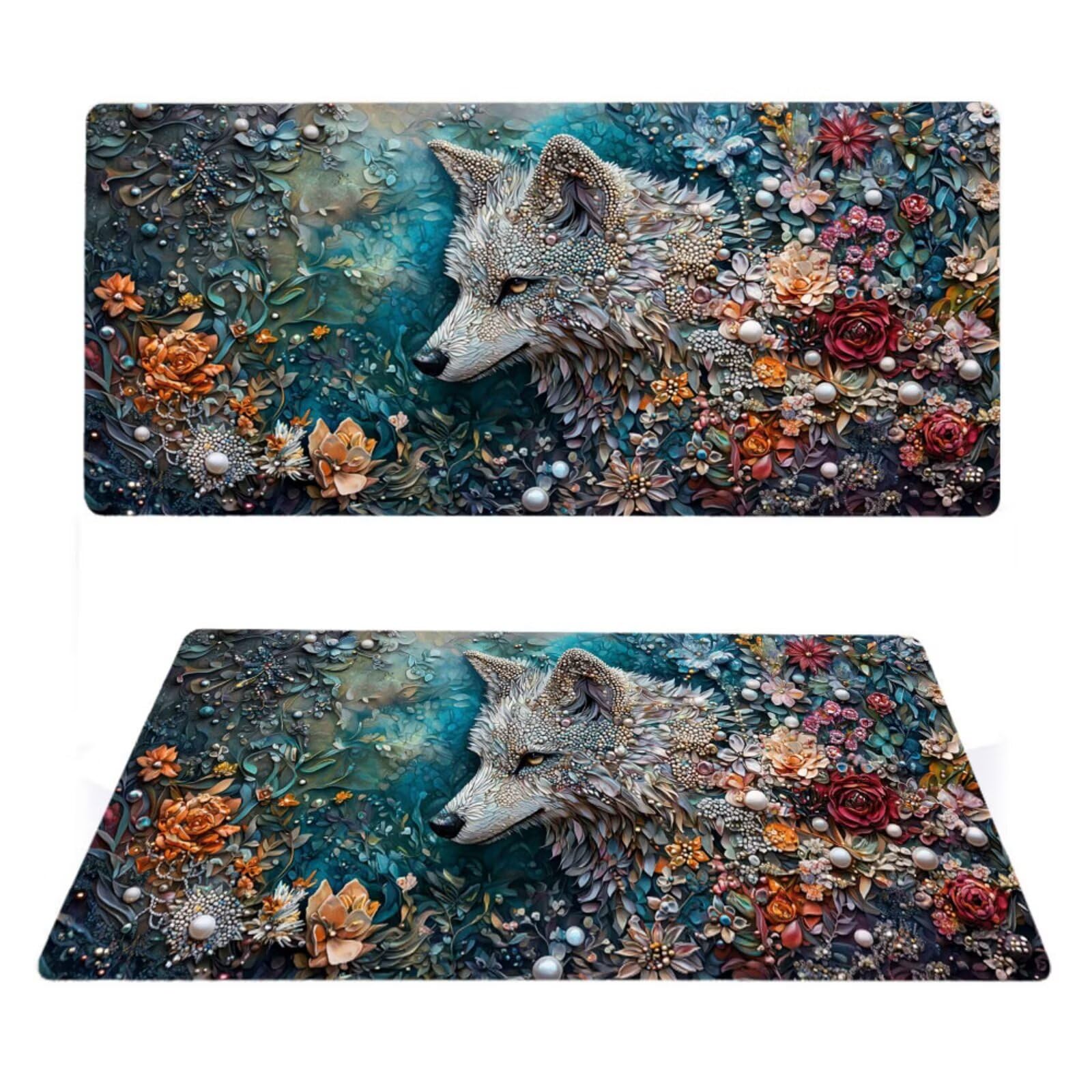 Podkładka pod mysz wilk matowa, podkładka pod mysz do gier XXL 1200 x 600 x 5 mm, podkładka na biurko dla graczy, bardzo duża bezszwowa mata na stół dla graczy, antypoślizgowa podstawa, wodoodporna