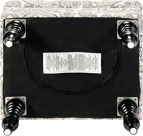 Miniatura 8 de Adeco Taburete otomano copetudo de 20 pulgadas, con patas de madera resistentes, reposapiés tapizado de mediados de siglo (rojo)