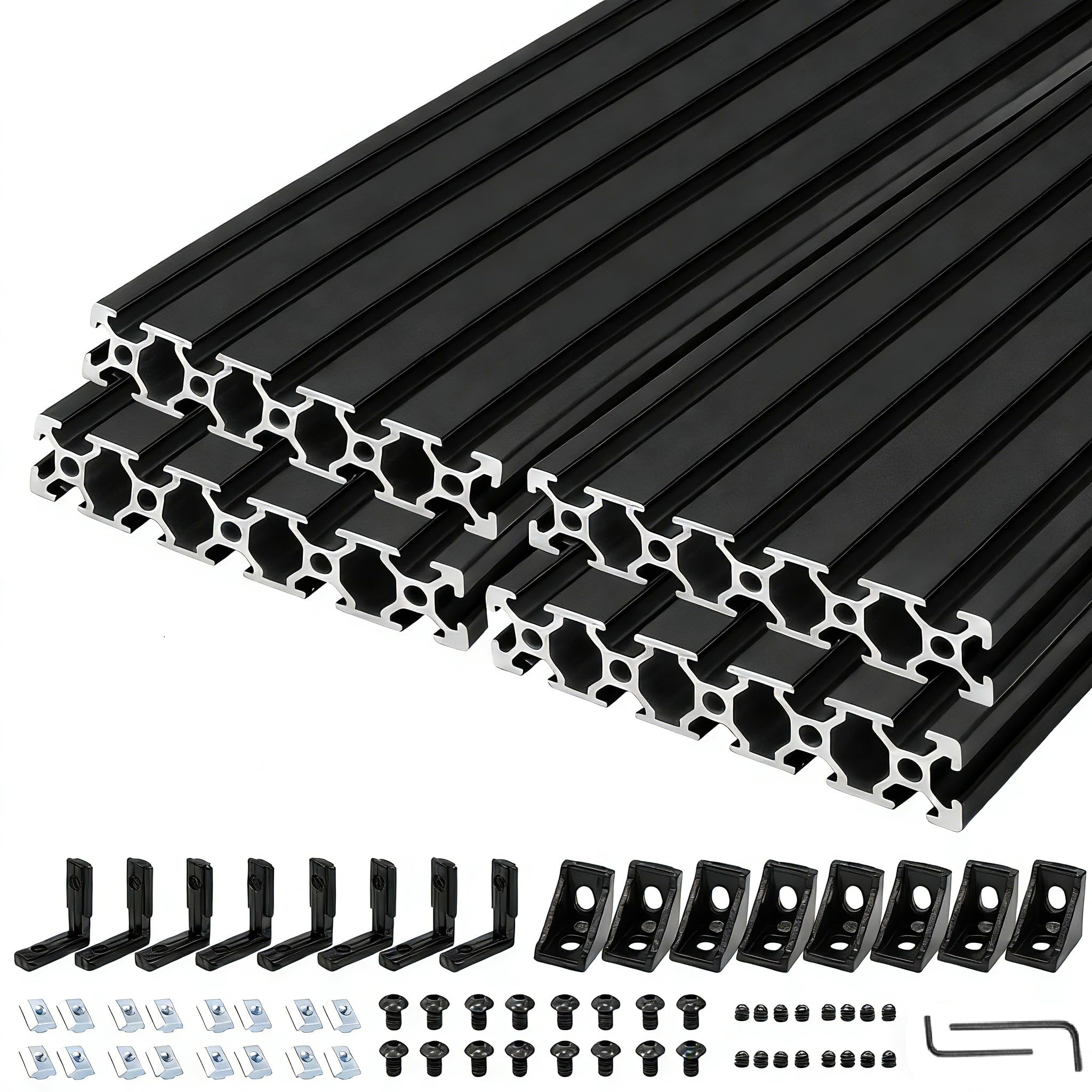 Photo 1 of SeekLiny 4-Pack 20x100 T-Slot Aluminum Extrusion, 1830mm Black