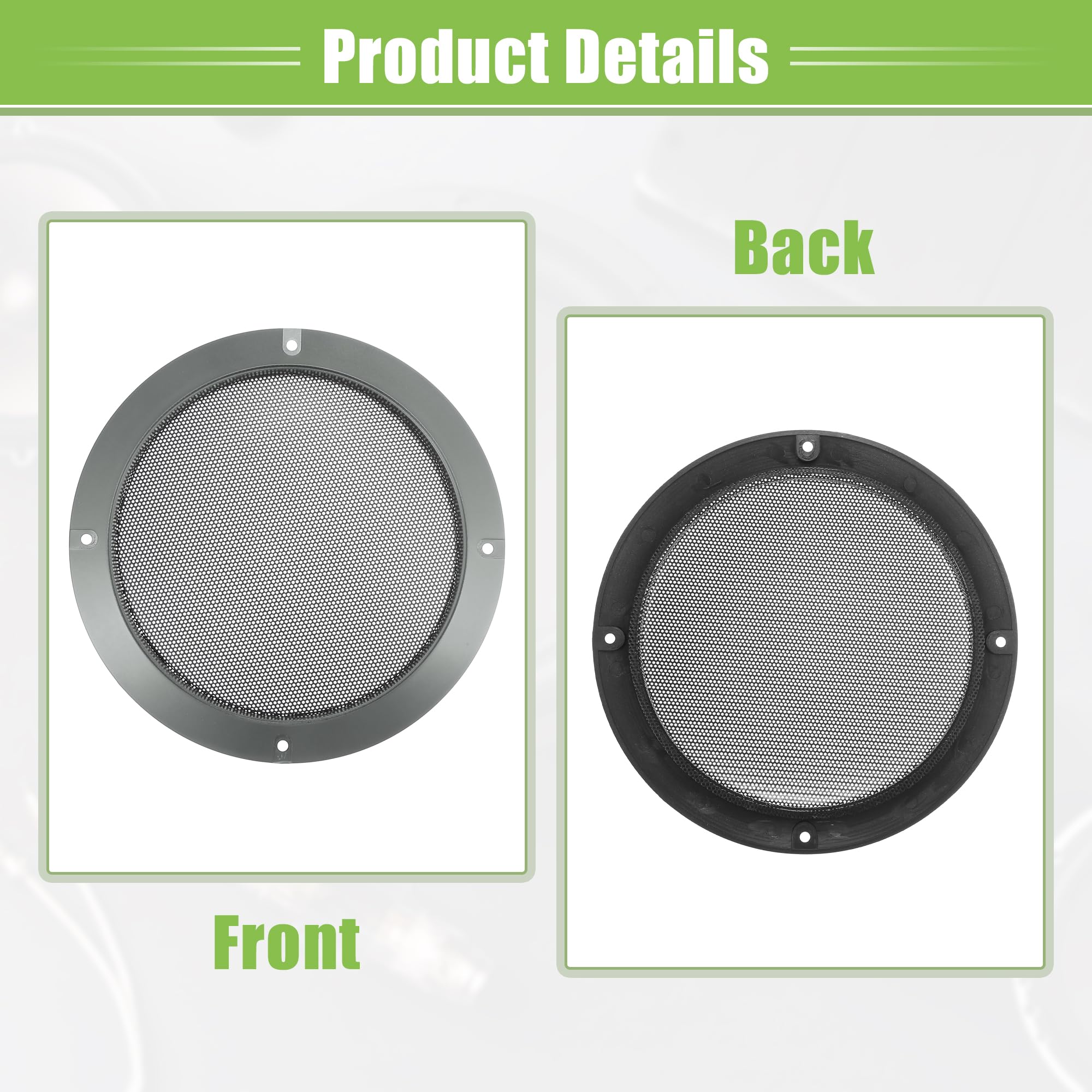X AUTOHAUX Griglia universale per altoparlanti auto, 10,2 cm e 16,5 cm, protezione rotonda per subwoofer audio, con viti di montaggio, grigio ferro, confezione da 4