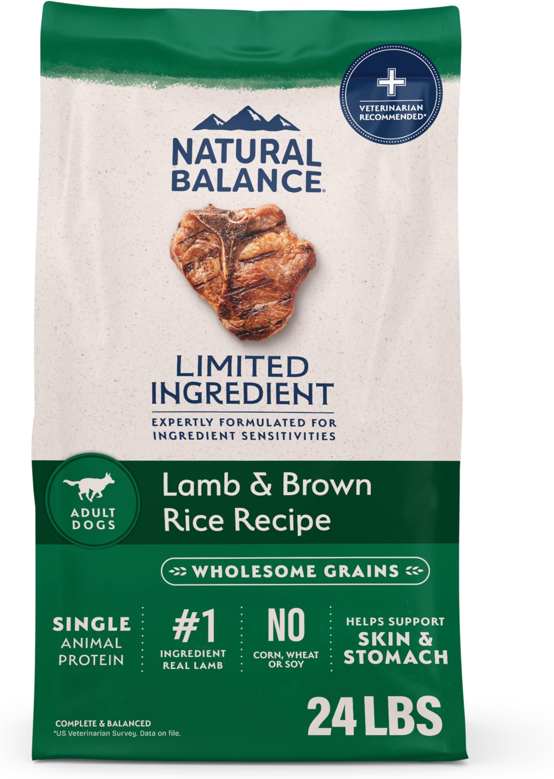 - Limited Ingredient Adult Dry Dog Food with Healthy Grains, Lamb & Brown Rice Recipe, 24 Pound (Pack of 1)