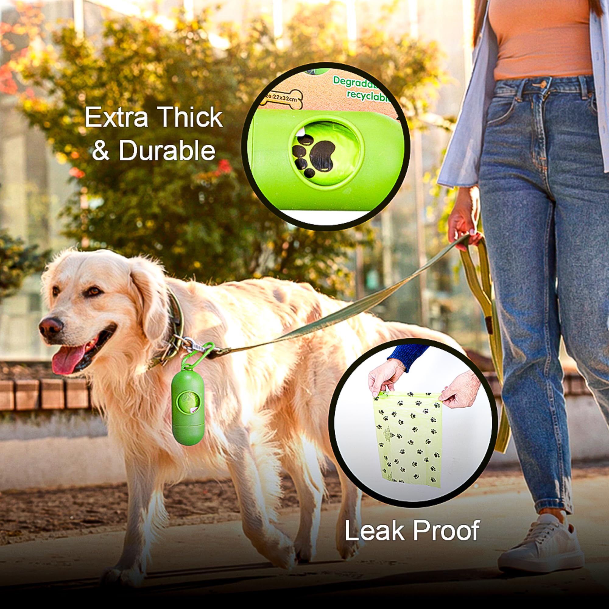 LuxeVita Biodegradable Dog Poop Bags - Eco-Friendly, Leak-Proof, Extra Thick, Odor-Blocking, Easy Tear-Off Poo Bags With a Holder - Ideal for All Dog Sizes - 20 Rolls x 15 Bags (300 Total) - Image 3