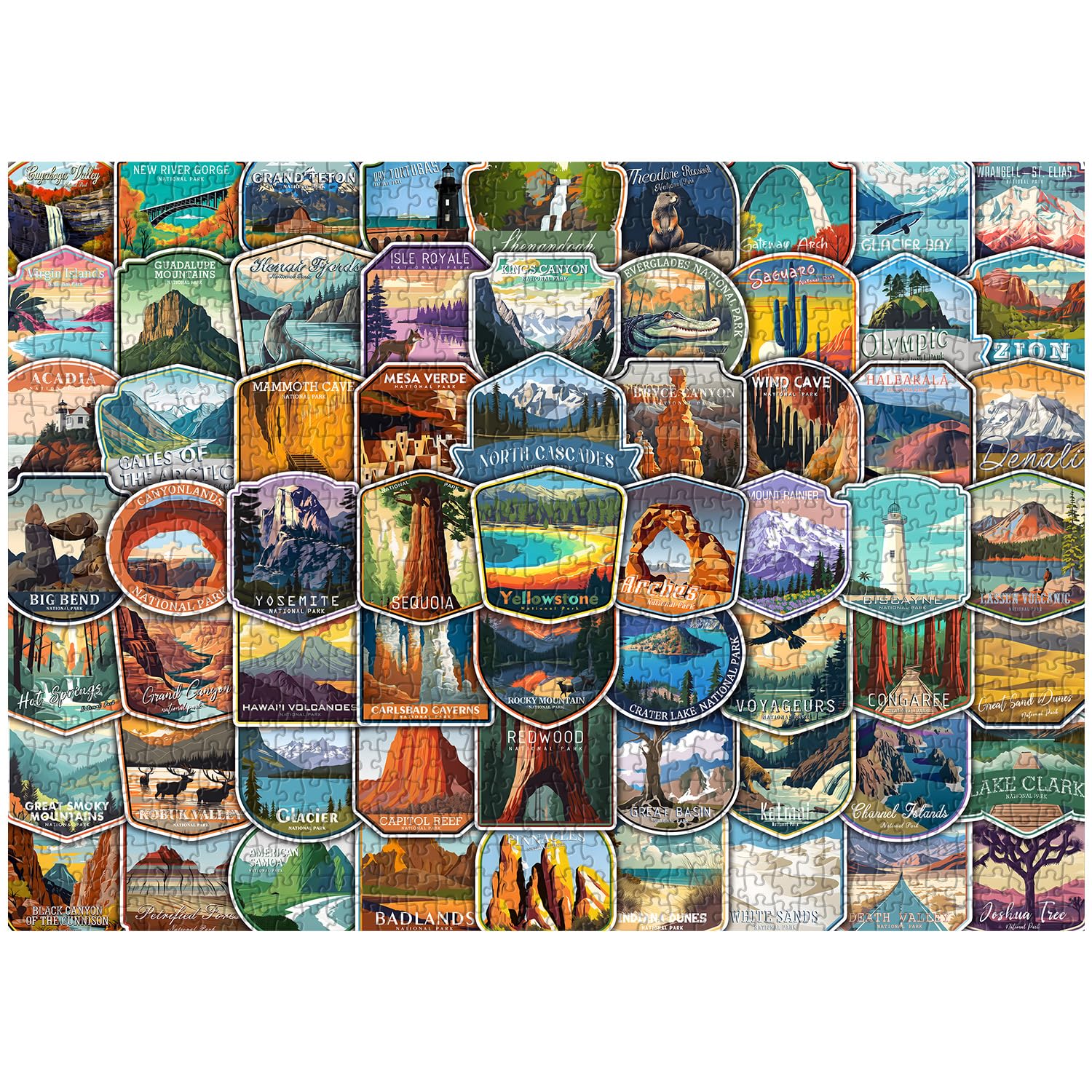 PICKFORU National Parks Puzzles for Adults 1000 Pieces and up, National Parks Stickers Puzzle Collects Yellowstone Yosemite Zion Glacier, National Park Poster Jigsaw Puzzles as Home Decor - Image 2