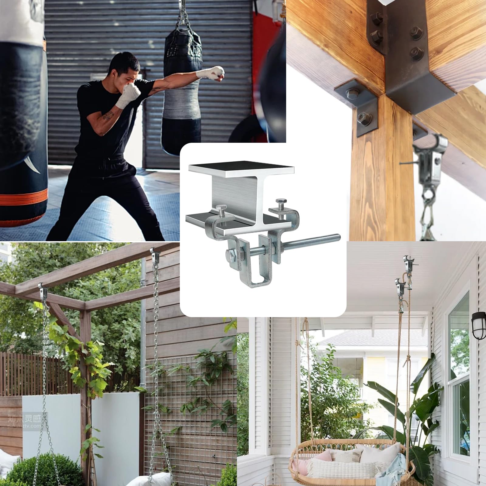 Crochet Suspension I-Beam Zllzpzd - Support Acier 204kg Pour Sac De Frappe Et Fauteuils