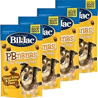 Bil-Jac PB-Nanas Soft Dog Treats, Peanut Butter Banana Flavor with Real Chicken Liver, 4oz 4-Pack Training Rewards
