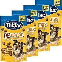 Bil-Jac PB-Nanas Soft Treats for Dogs, Peanut Butter Banana Flavor, Made with Real Chicken Liver, 4oz (4-Pack)