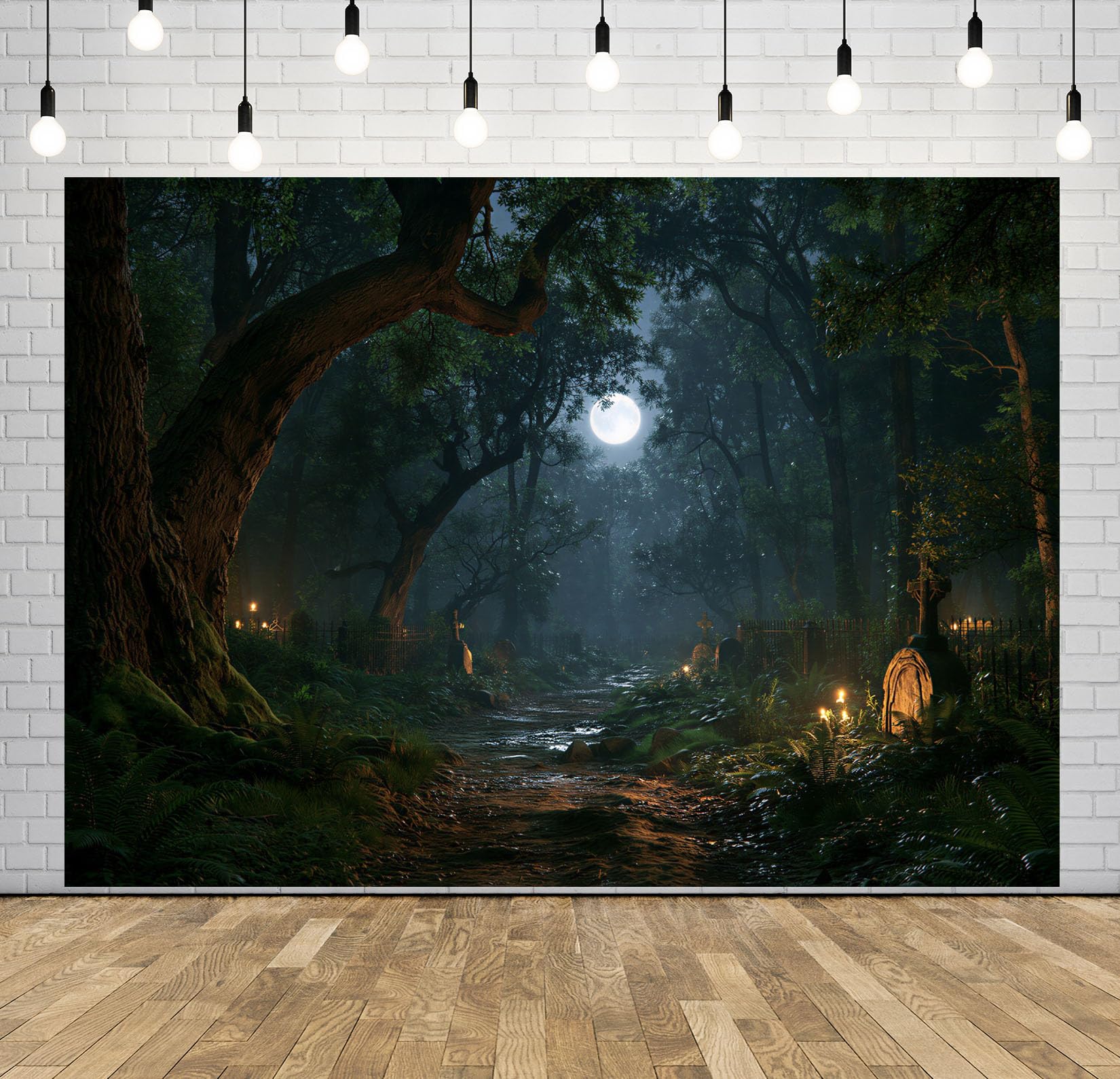 20x10FT (6x3m) Sentiero Tombe Con Candele Sfondo Fotografico