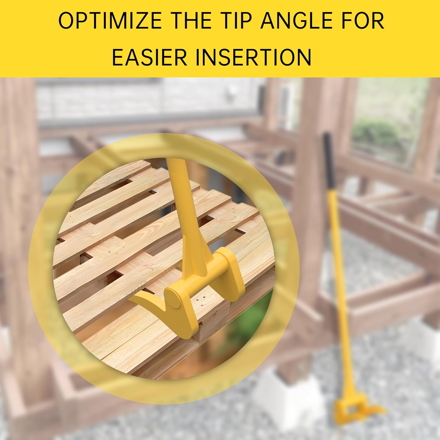 Upgrade ZOOKASEA Pallet Buster 50" with Handle, Heavy Duty Deck Board Removal Tool, Non-Slip Grip Wrecking Pry Bar, Multi-Purpose Breaker for Efficient Removal, Renovation and Construction, Yellow