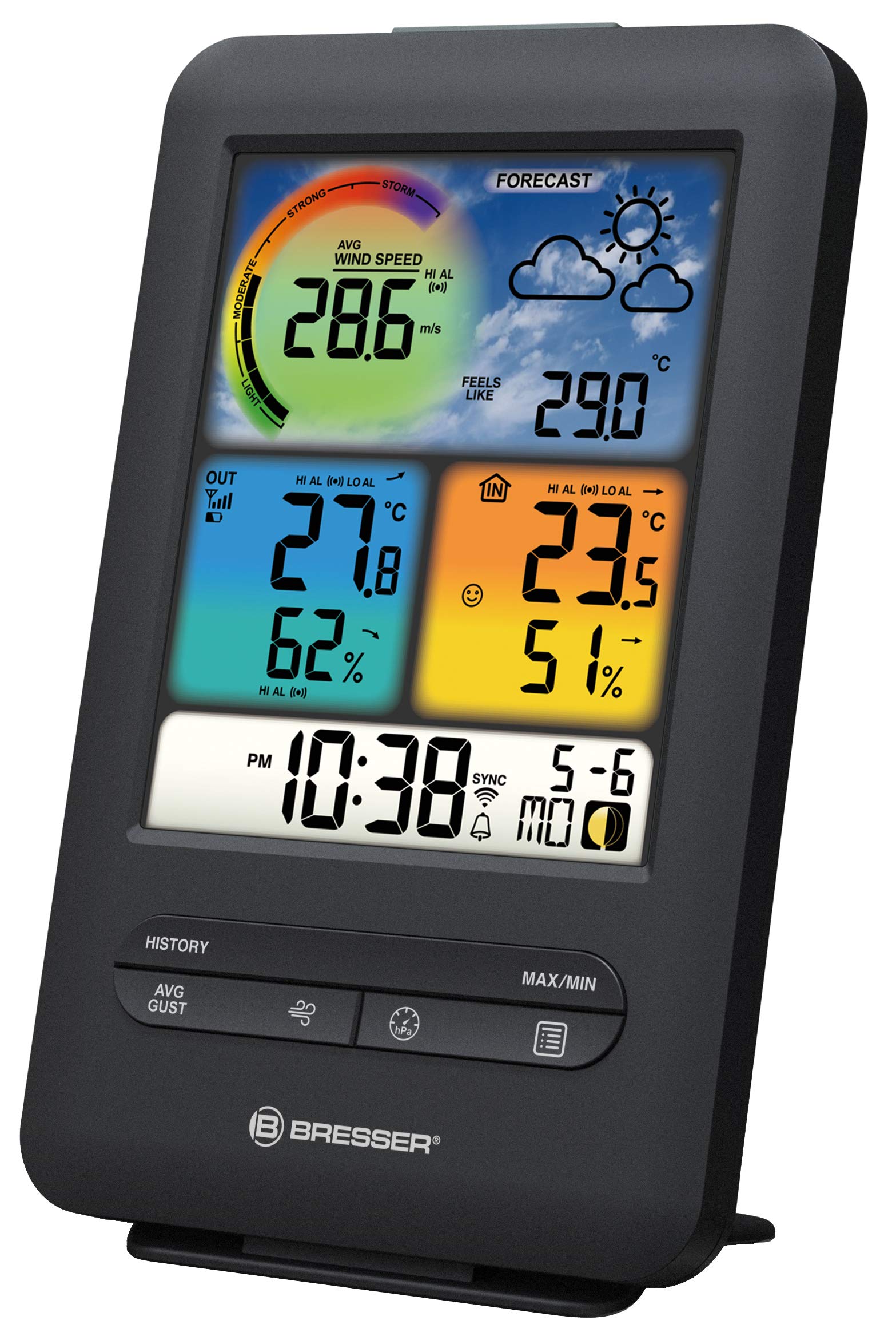 Bresser 7002535 - Stazione meteorologica Radio con sensore Esterno, WiFi Professionale, 3 in 1, con Display a Colori