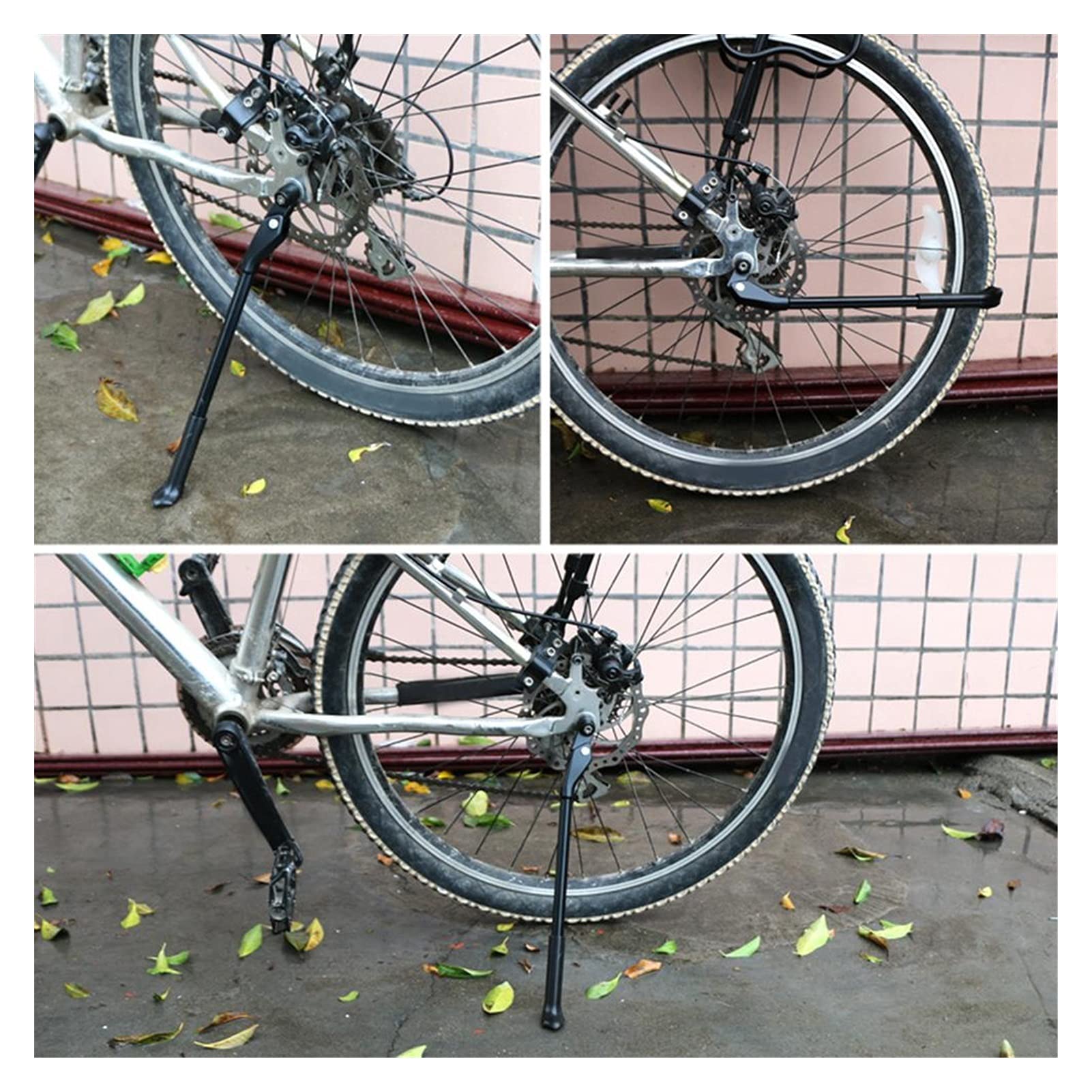 Stojak na rowery, akcesoria rowerowe, z antypoślizgowymi gumowymi nóżkami, szybkozłączką Podpórka na rower ze stopu aluminium Podpórka boczna na rowery MTB 26/27,5/29 cali Czarne/czerwone Antypoślizgo