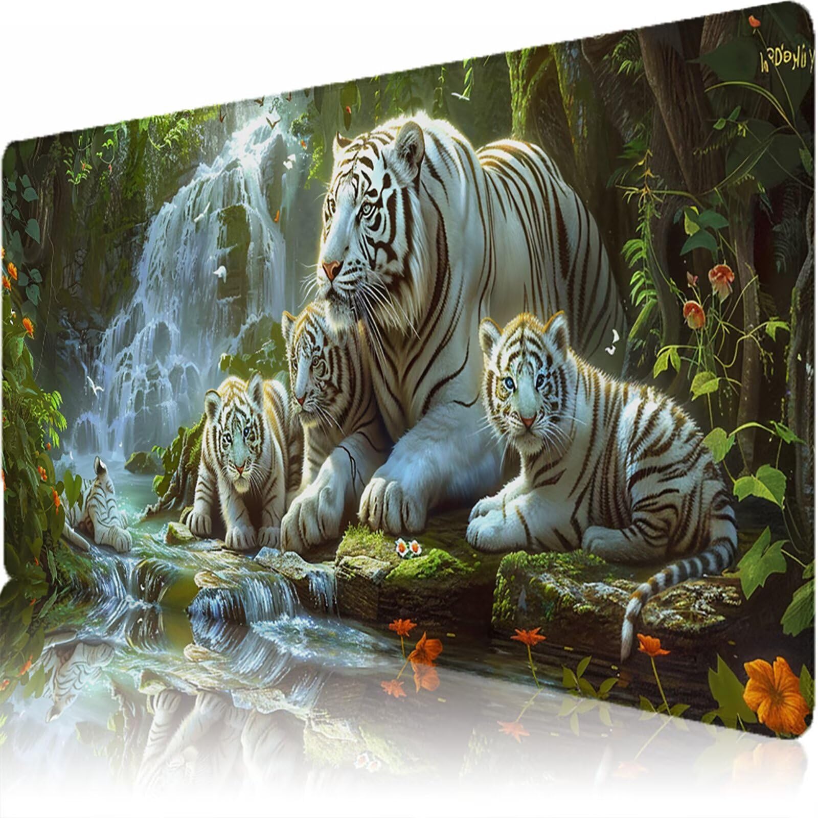 Alfombrilla Ratón XXL 1200 x 600 x 3 mm, Alfombrilla Escritorio, Caer Grande Protector de Mesa con Base de Goma Antideslizante y Bordes Cosidos, Impermeable, para Oficina, PC, Gaming (Tigre) L-x6150
