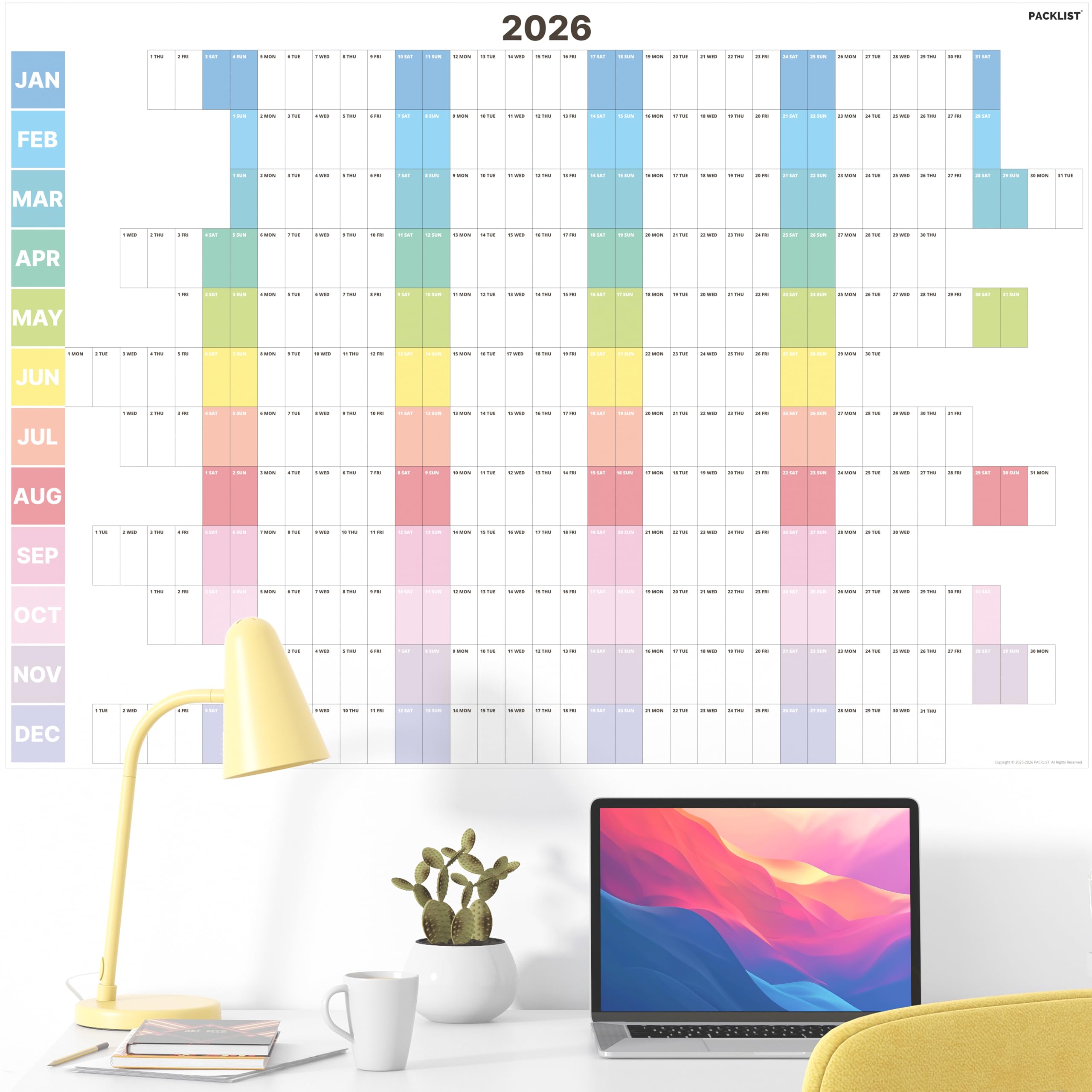 PACKLIST 2026 Wall Calendar Giant A1 Planner (84x60cm) with Centered Weeks | Weekly Column Design for Clear Organization | Ideal for Office, Home & Studies - Image 3