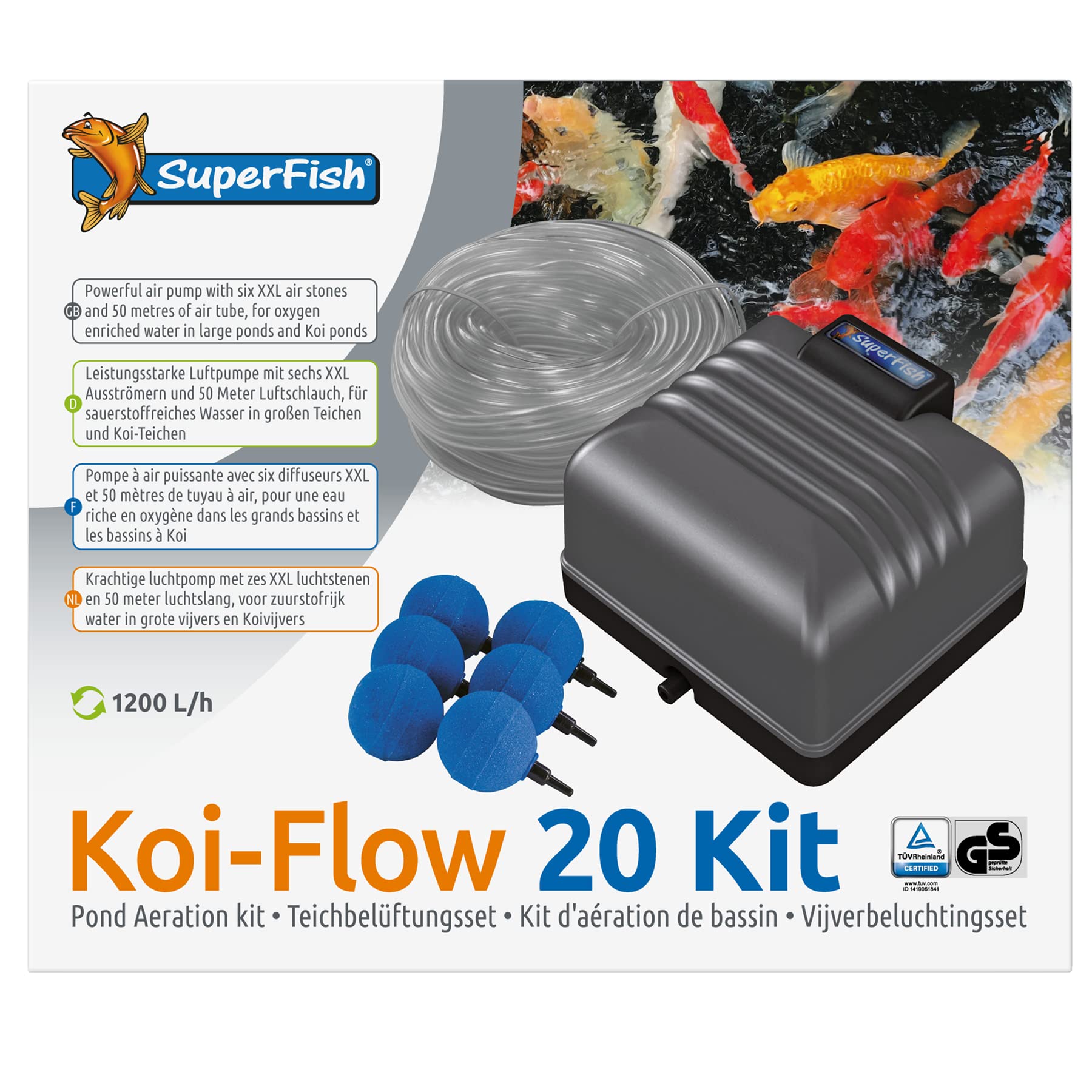 Superfish Koi Flow 20 671050/3754 Kit de Ventilation avec Tuyau et diffuseur.