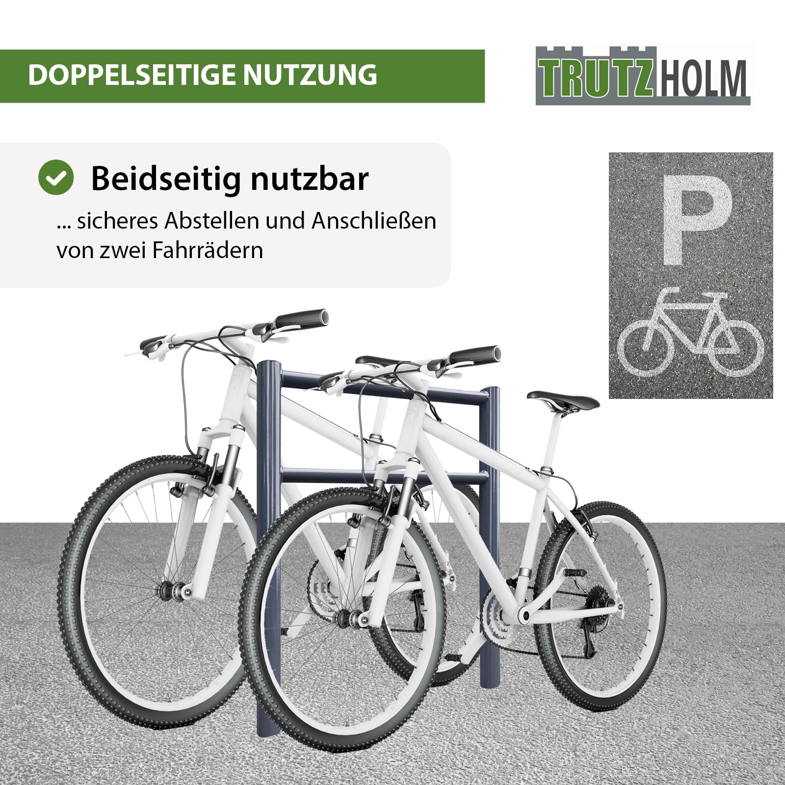 TRUTZHOLM Fahrradanlehnbügel mit Knieholm 115x75 cm Stahl pulverbeschichtet Ø 60 mm Anlehnbügel zum Einbetonieren Fahrradbügel Fahrradständer Parker Diebstahlsicherung Fahrrad Anlehner in Anthrazit