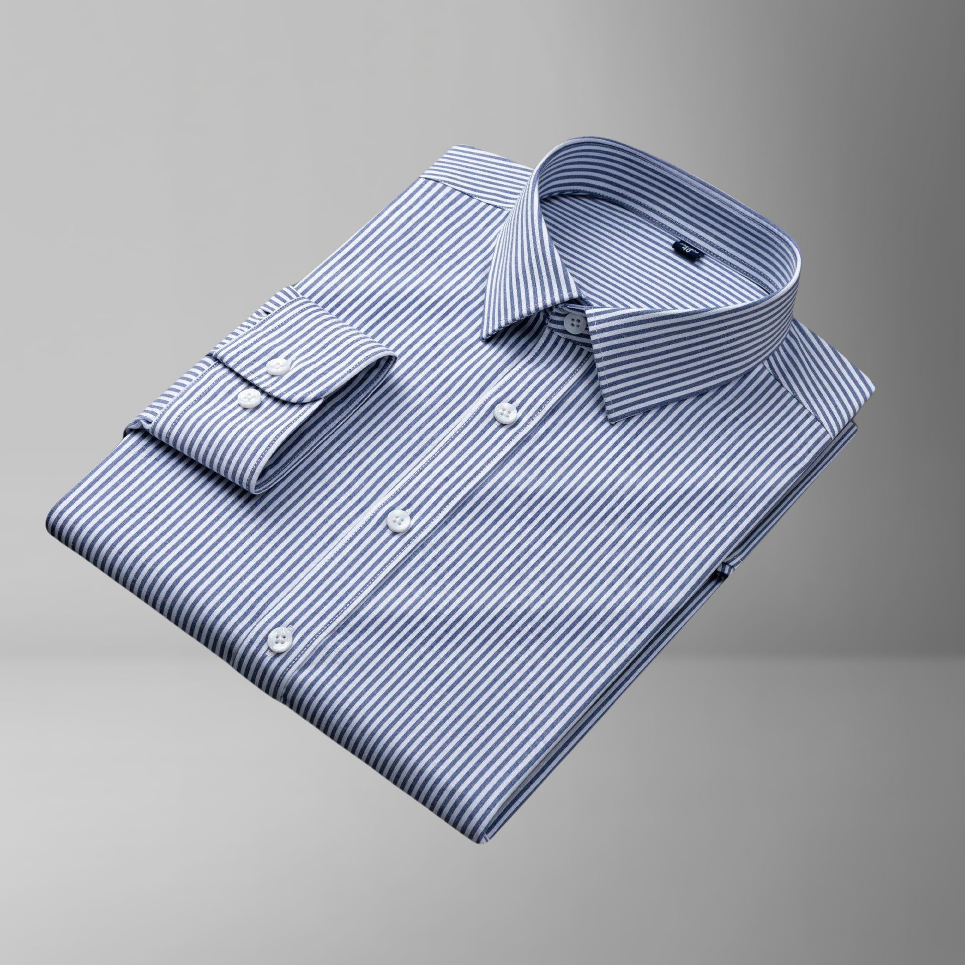 Camicia da lavoro casual da uomo a righe scozzese slim fit camicia a maniche lunghe colletto quadrato senza pieghe button down
