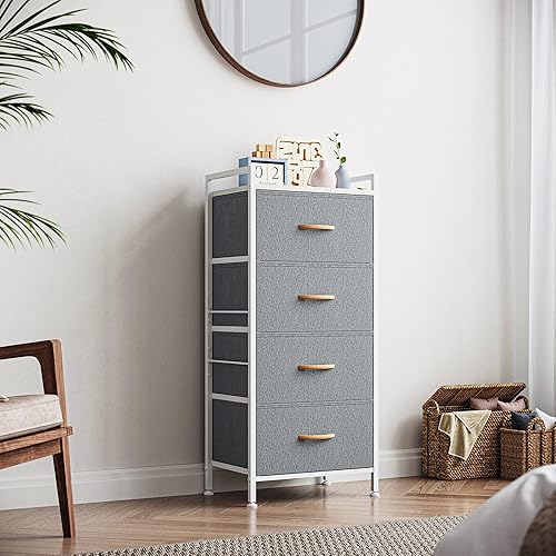 Miniatura 2 de LINSY HOME Cómoda para dormitorio con 4 cajones, cajones de almacenamiento altos, unidad organizadora de torre para pasillo, entrada, armarios,