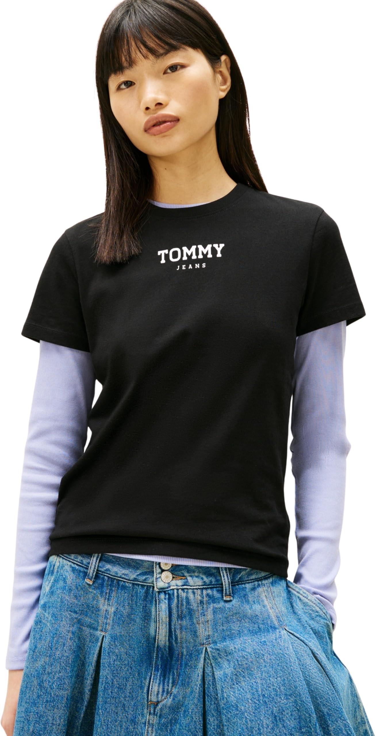 Tommy Jeans Women's Tjw Reg Essential Logo 2 Tee Ext Dw0Dw21842 S/S T-Shirt, Black (Black), XL