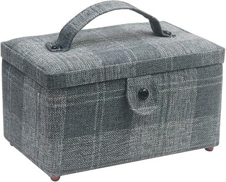 Sewing Basket - Sewing Supplies Organizer Sewing Kit Storage Container - Ideal for Needles, Thread, Scissor, Tape Measure, Thimbles and Other Sewing Accessories Gray/Blue