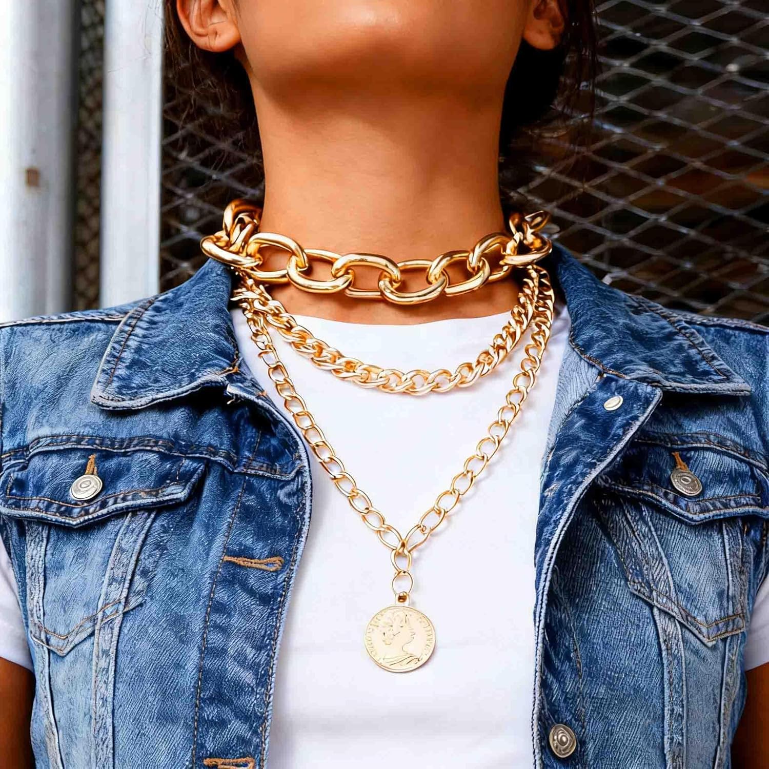 CLOACE Gold Chunky Necklace Cuban Link Chain for women - Image 3