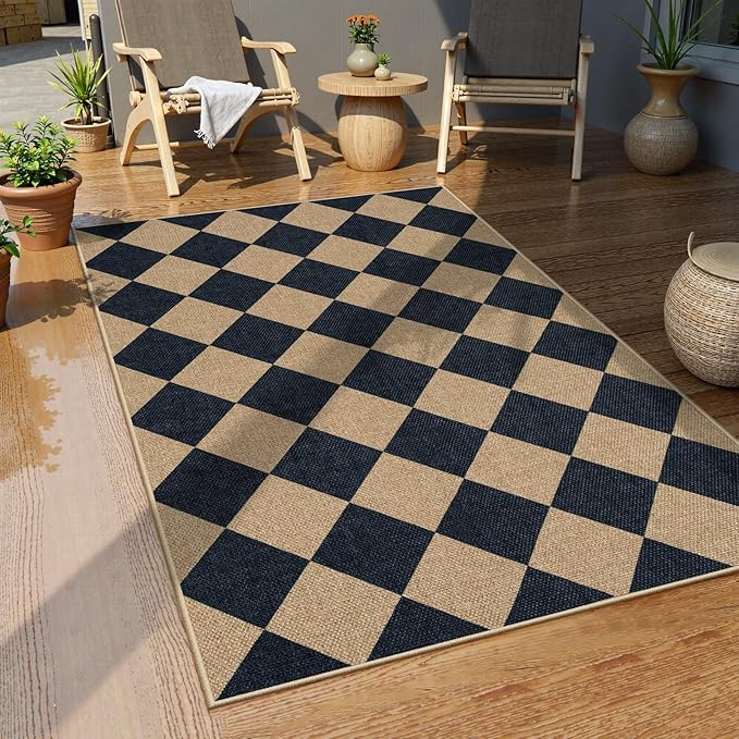 Alfombra Lahome 3x5 Checkered Easy Jute Lavable Antideslizante miniatura 7