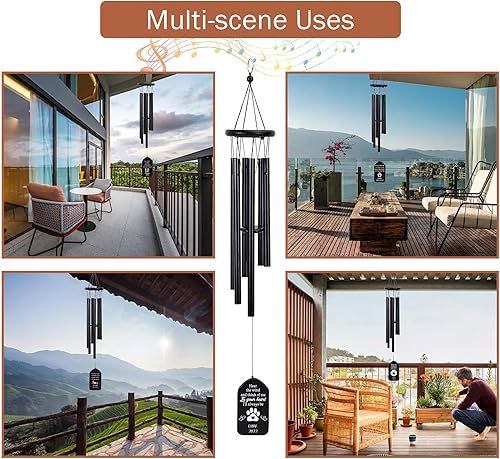 Miniatura 5 de Carillón de viento conmemorativo personalizado para mascotas, nombre de perro y gato personalizado, regalos de recordatorio de condolencia de perro,