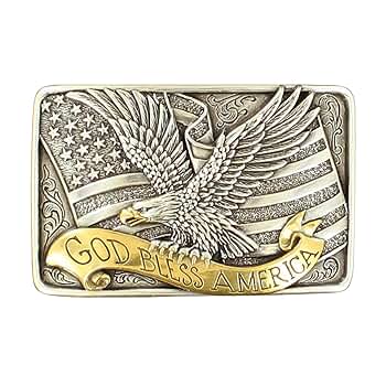 【チョコミントベーグル】AMERI WESTERN BUCKLE Amazon.com: M&F Western God Bless America Buckle, Silvr/Gold