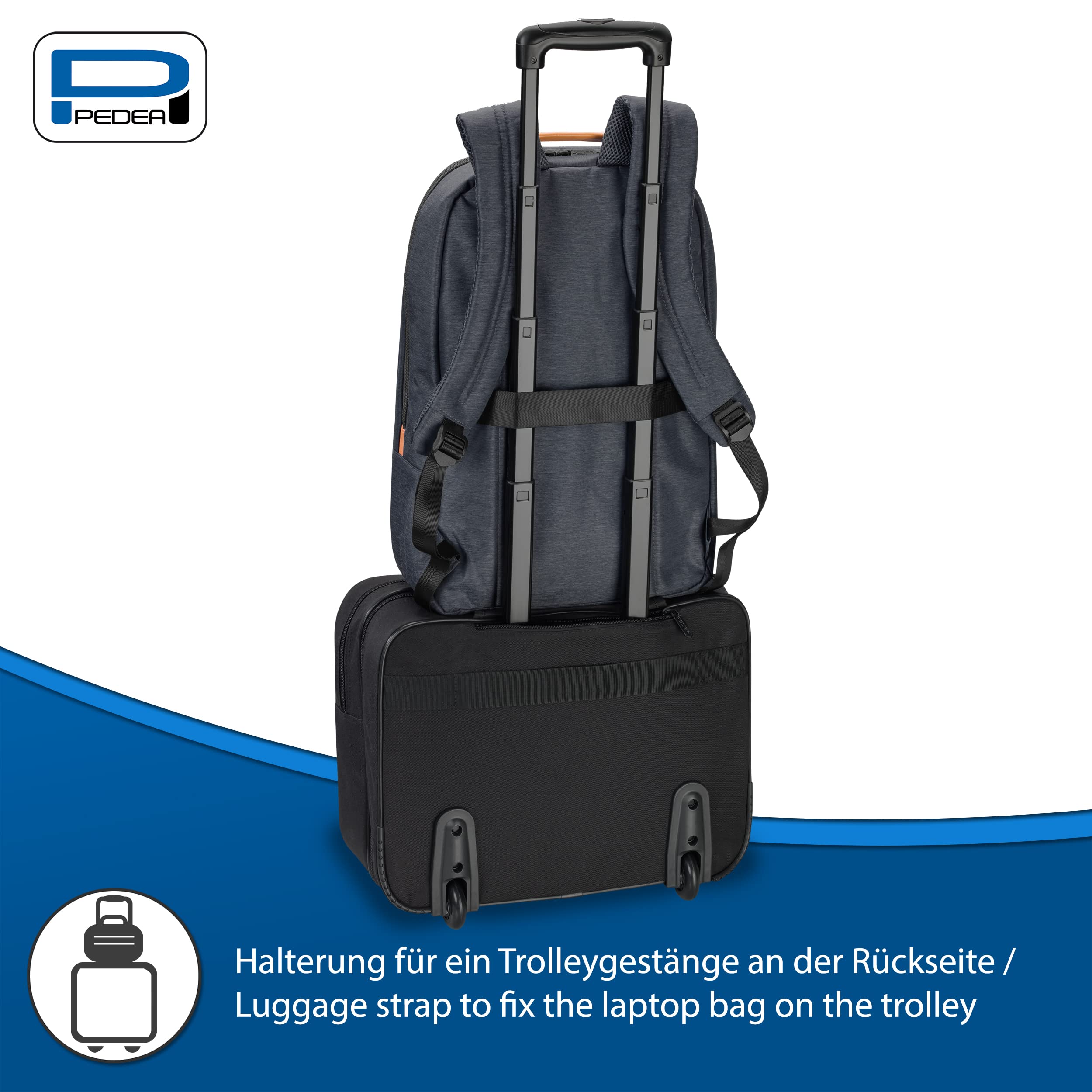 PEDEA Zaino business per laptop Elegance per notebook con schermo fino a 17,3 pollici (43,9 cm); borsa a tracolla con scomparto per tablet fino a 11" (27,96 cm), grigio