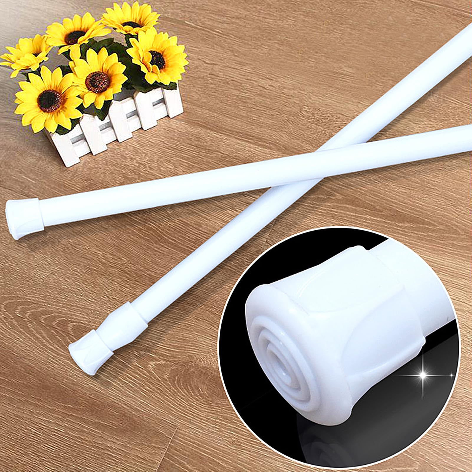 Tringle de Rideau Sans Perçage, 32mm Tringle Télescopique pour Rideau de Douche, Tringle Télescopique Extensible, Tringle à Serrer Longue et Réglable pour Grandes Fenêtres