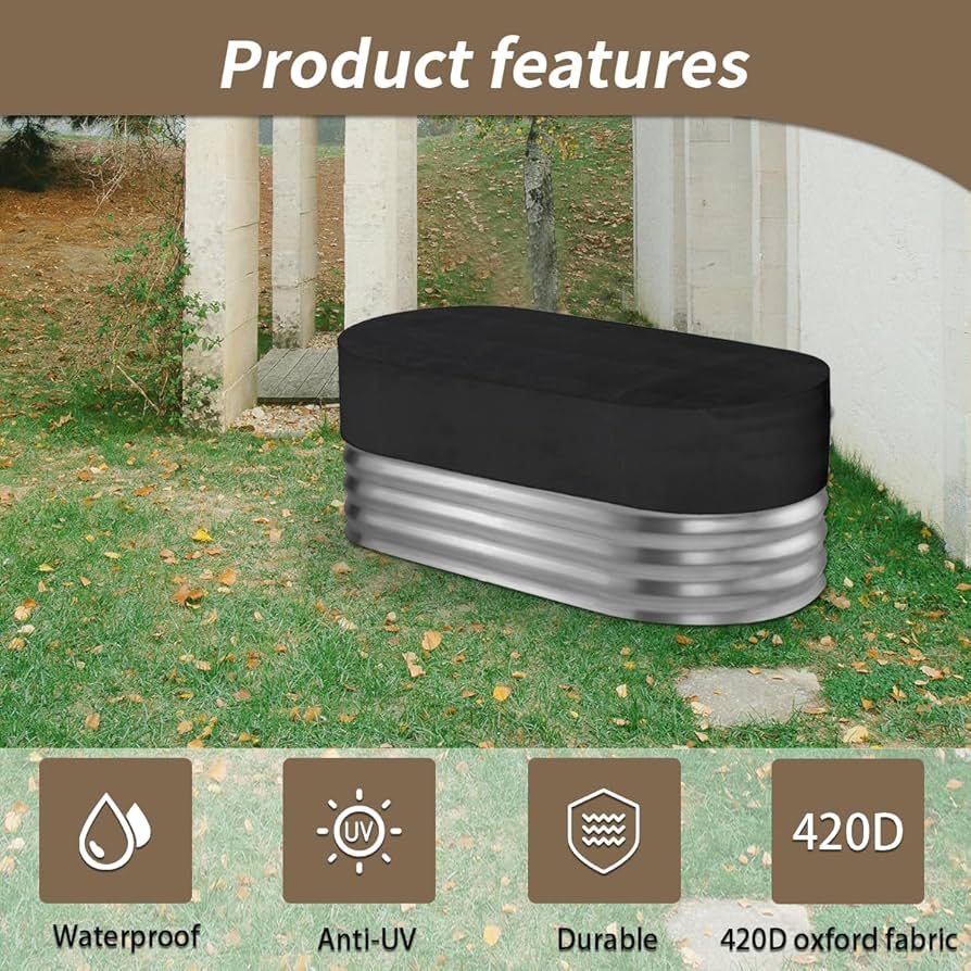 Waterproof Stock Tank Cover For 150 Gallon Stock Tank Oval, Outdoor Stock Tank