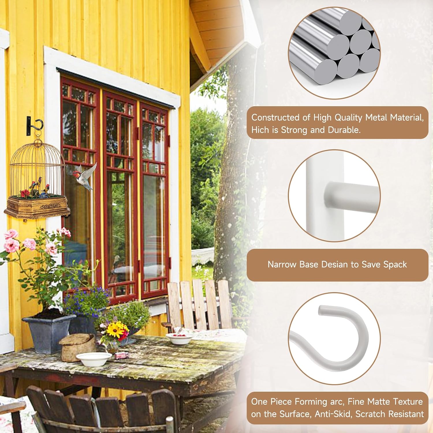 6Pack 2.5In Ceiling Hooks for Hanging Plant, Wall Hanger Plant Holder White image 3