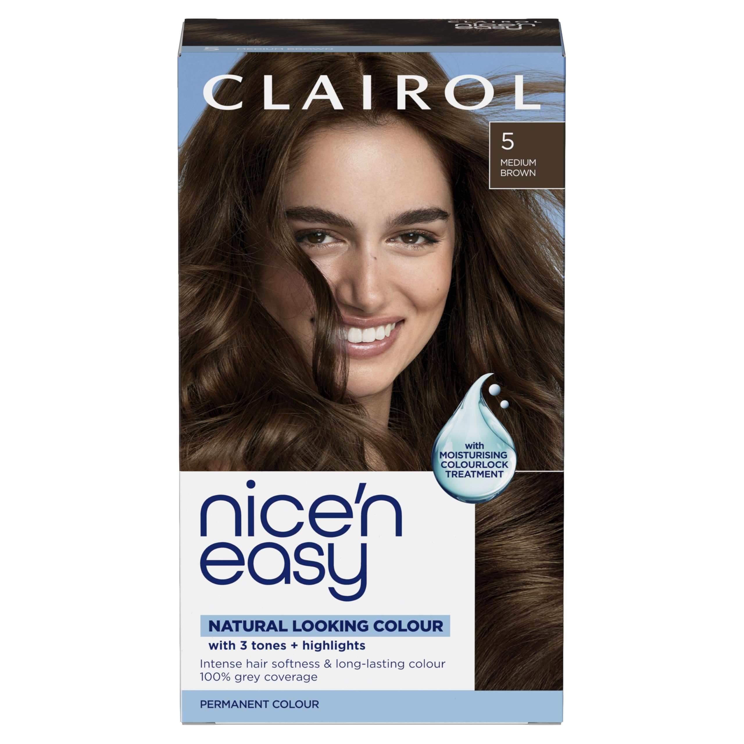 Nice'n Easy Medium Brown Permanent Hair Dye for Natural Look, Oil Infused