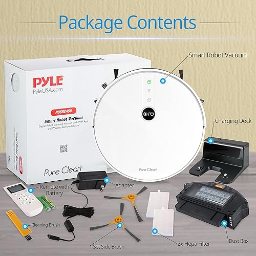 Miniatura 7 de SereneLife Aspirador robótico automático inteligente con aplicación móvil WiFi y mapeo de giroscopio, succión de 1800 Pa, ultrafino, 2.9 pulgadas de