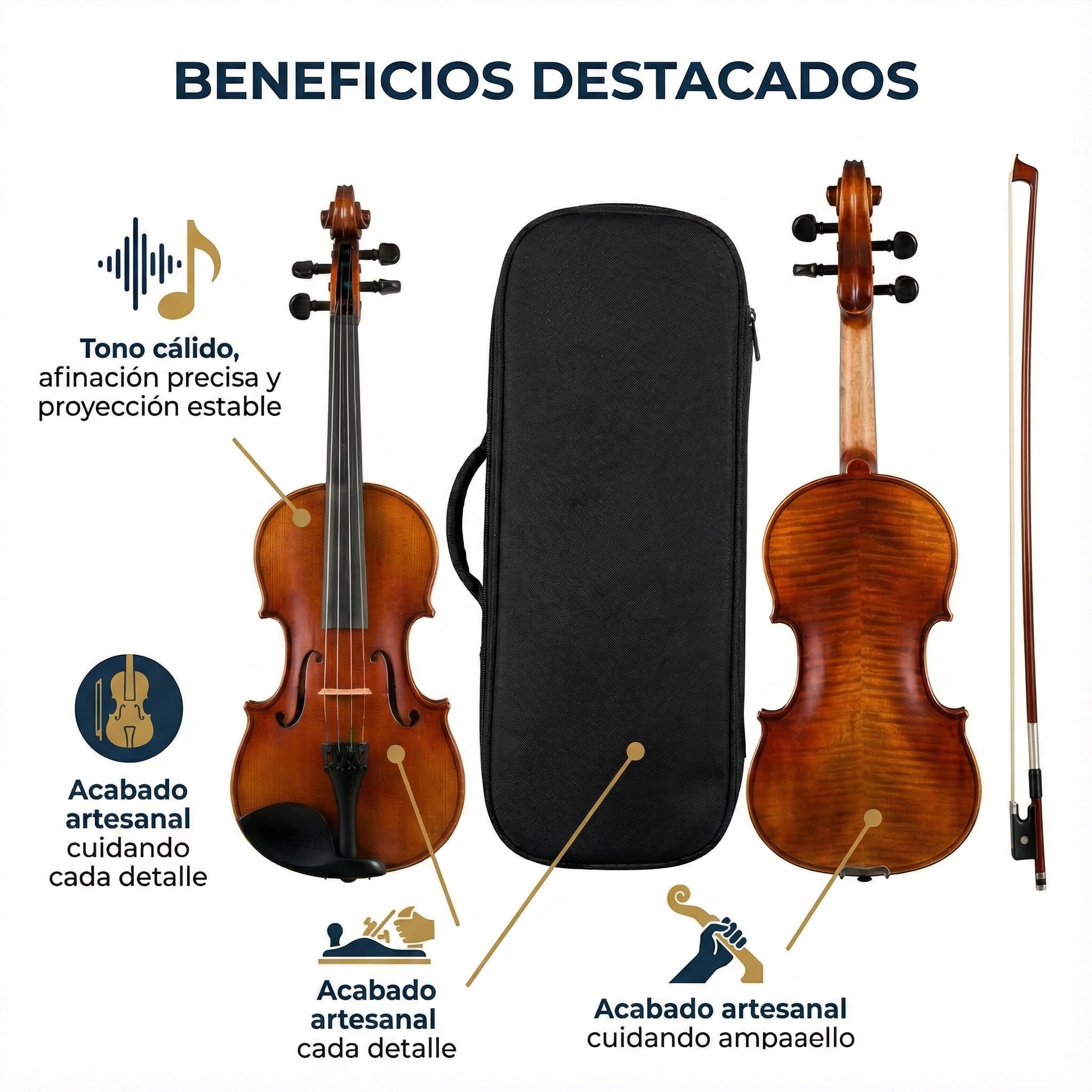 Fowler Instruments Viola 13" Elizabeth Thyme Advance – Viola artesanal para estudiantes, abeto y arce, sonido cálido y profesional – Cuerdas Alphayue, clavijas automáticas, funda y arco incluidos
