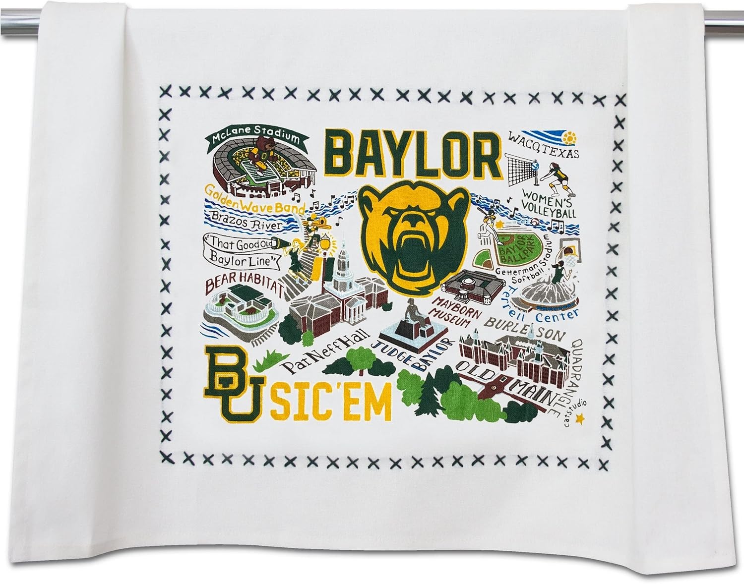 Catstudio Dish Towel, Baylor University Bears Hand Towel - Collegiate Kitchen Towels for Baylor Fans - Perfect Graduation Gift, Gift for Students, Parents and Alums